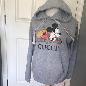Gucci Gray Hoodie with Mickey Mouse Design